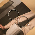 Silver Irregular Thin Oversized Open Hoop Earrings view 3