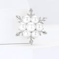 Faux Pearl Snowflake Brooch In Silver And Gold Tones view 2