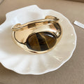Gold Wide Open Cuff Bracelet Oval Stone Three Colors view 7