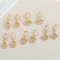 Gold Tone Crystal Framed Rose Huggie Earrings in Five Shapes view 1