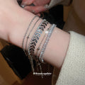 Sparkling Zircon Mixed Chain Six Piece Bracelet Set Gold Silver view 3