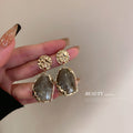Brown White and Gray Irregular Resin Drop Earrings view 8
