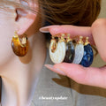Amber Translucent Chunky Huggie Hoop Earrings Jewelry Accessory view 2