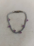 Silver Tennis Bracelet Dangle Round Crystals Five Colors view 10