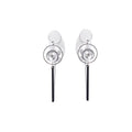 Silver Geometric Disc Pearl Circle Black Bar Drop Earrings view 5