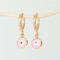 Round Evil Eye Huggie Drop Earrings in Fourteen Color Finishes view 8