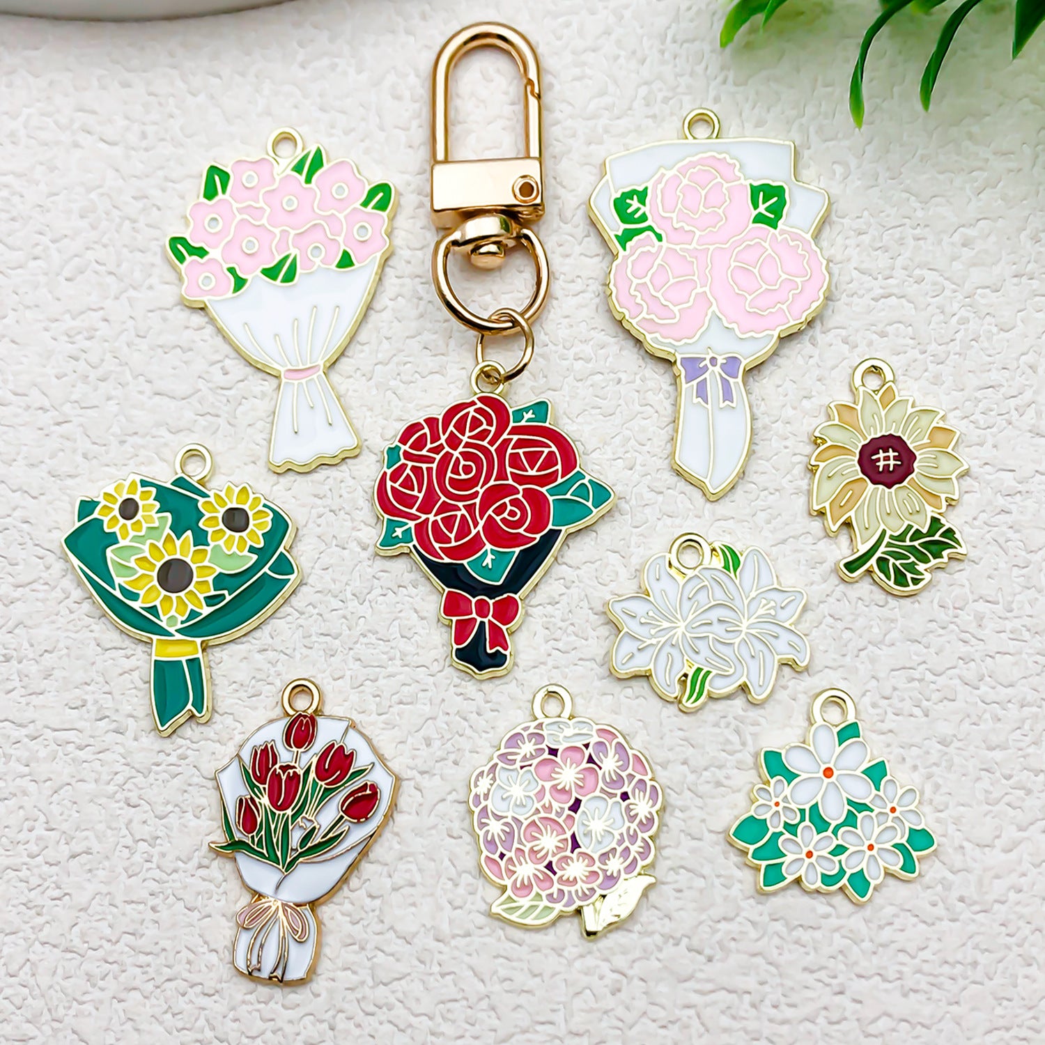 Zinc Alloy Carnation Sunflower Lily Flower Charm Pendants for DIY Necklace Keychain Jewelry