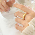 Open Dome Teardrop Statement Ring Gold Or Steel Tone view 4