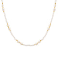 Gold Freshwater Pearl White Stone Bead Necklace One Style view 5
