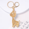 Rhinestone Giraffe Keychain Gold Metal Cute Animal Charm view 4