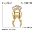 Crystal Crown Tooth Brooch Silver or Gold Alloy Pin view 7