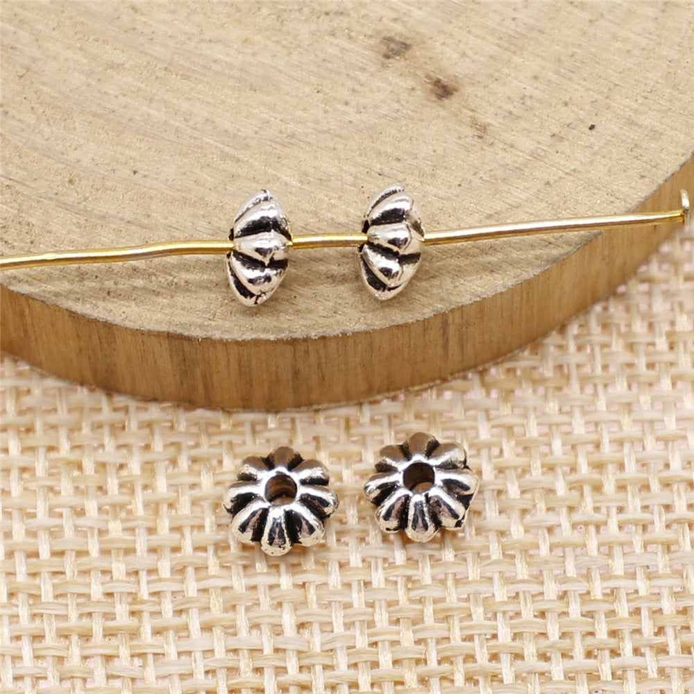 6mm 0.4g Antique Silver Zinc Alloy Round Disc Small Hole Spacer Beads for Bracelet Making