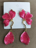Enamel Petal Flower Drop Earrings in Five Colors Statement Jewelry view 7