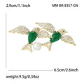 Twin Bird Crystal Brooch in Detailed Metal and Crystal Design view 4
