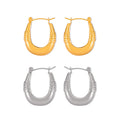 U Shape Chunky Hoop Earrings Mesh Lattice Sides Gold Steel view 5