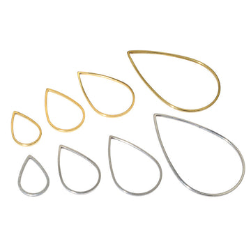 Teardrop Outline Charms in Two Metal Tones and Four Sizes