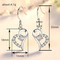 Silver Tone Open Heart Crown Clear Stone Drop Hook Earrings view 4