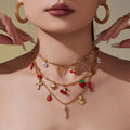 Enamel Cherry Chili Charm Necklaces Bracelets Rings Stainless view 3