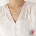 Quilted Heart Pendant Necklace Matching Heart Stud Earrings view 3
