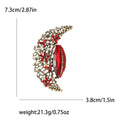 Crescent Moon Brooch in Metal with Crystal Crescent with Colored Enamel Inner Curve view 5