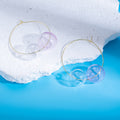 Colorful Translucent Bubble Bead Large Thin Hoop Earrings view 8