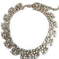 Layered Pearl Floral Collar Necklace With Gold Tone Details view 5