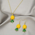 Pineapple Pendant Necklace and Hook Earring Jewelry Sets view 4