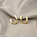Gold Geometric Angular U-Shape Metal Stud Earrings Pair view 3