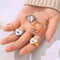 Heart Evil Eye Signet Ring Enamel Titanium Steel Gold Steel view 3