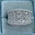 Silver Tone Wide Multi Row Full Pave Band Ring Clear Stones view 3
