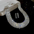Wide Rhinestone Choker Necklace Earring Bracelet Set Pieces view 7