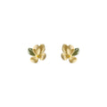 Gold Tone Yellow Flower Green Leaf Stud Earrings For Women view 5