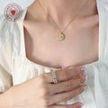 Evil Eye Round Pendant Necklace With Zircon Gold Or Steel view 3