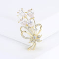Crystal Flower Bouquet Brooch With Bow in Two Finishes view 6