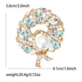 Crystal Tree Wreath Brooch With Large Pearl Center view 5