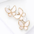 Three Mother of Pearl Butterfly Brooch Gold Pearls view 4