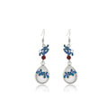 Blue Floral Knot White Scenic Teardrop Hook Earrings view 5