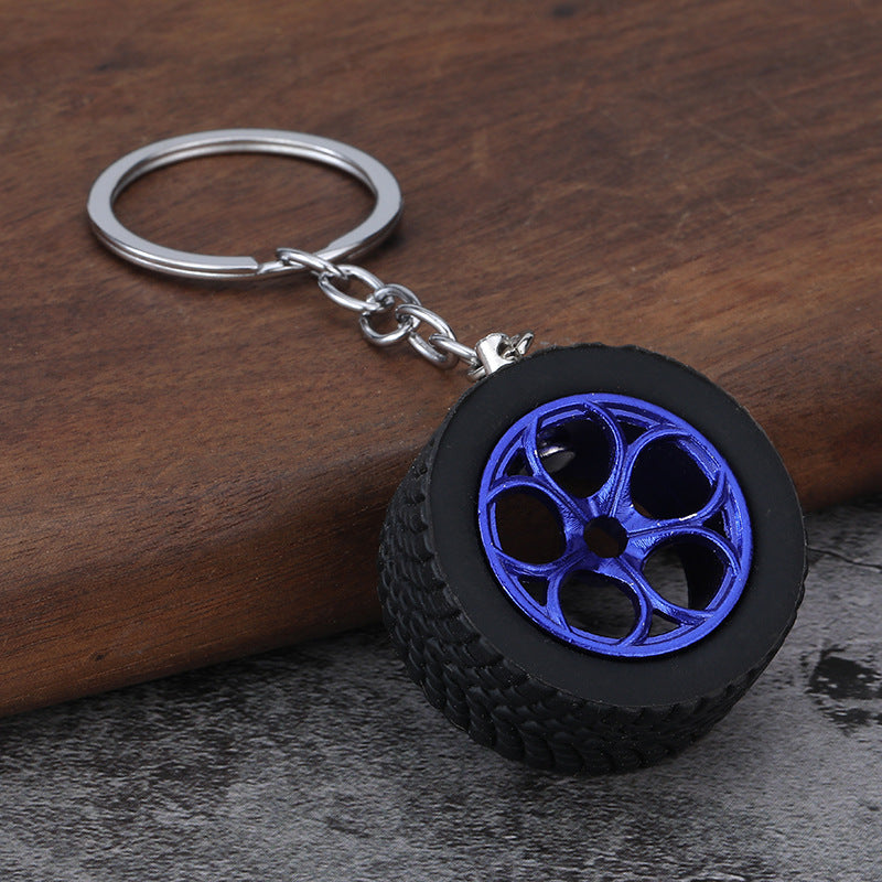 Rubber Tire Wheel Rim Keychain Racing Car Accessory