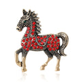 Antique Crystal Horse Brooch in Brown Black Blue or Red view 2