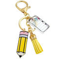 Acrylic Pencil And Notebook Charm Keychain With Yellow Suede Tassel view 5