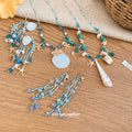 Blue Bead Starfish Shell Tassel Earring and Necklace Pieces view 4