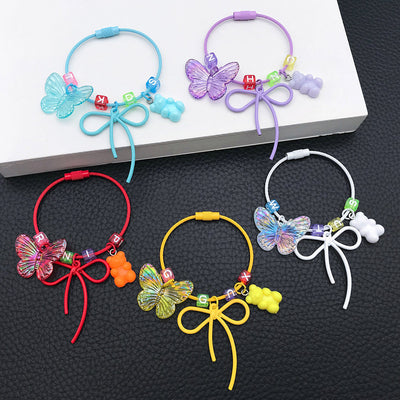 Main display of five color butterfly bear bead wrist straps
