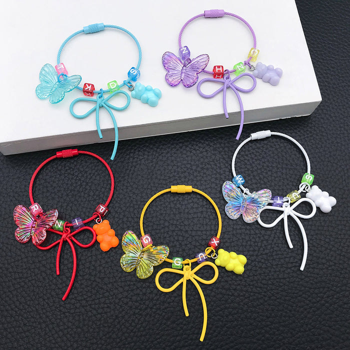 Five Color Butterfly Bear Bead Wrist Straps for Accessory Making