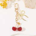 Glitter Resin Cherry Keychain with Gold-Tone Bow and Lobster Clasp view 6