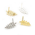Leaf Shaped Earring Posts with Hanging Loop in Four Finishes view 1