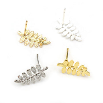 Leaf Shaped Earring Posts with Hanging Loop in Four Finishes