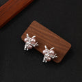 Pink Pearl Look Spider Novelty Silver Tone Stud Earrings view 4