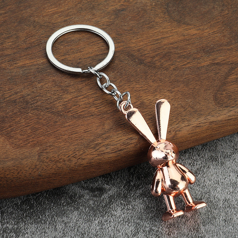 Cute Space Rabbit Metal Keychain for Couples Car Keys and Bags