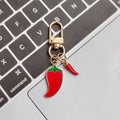 Gold Lobster Clip Red Enamel Chili Pepper Dual Charm Keychain view 4