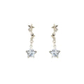 Silver Tone Clear Look Star Chain Long Stud Earrings view 5